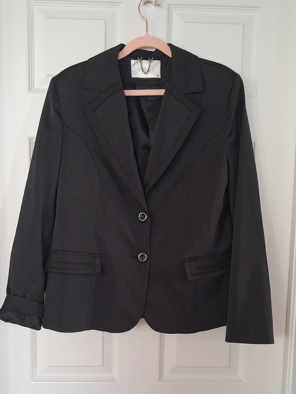 Stellah Black Pinstripe Women's Blazer